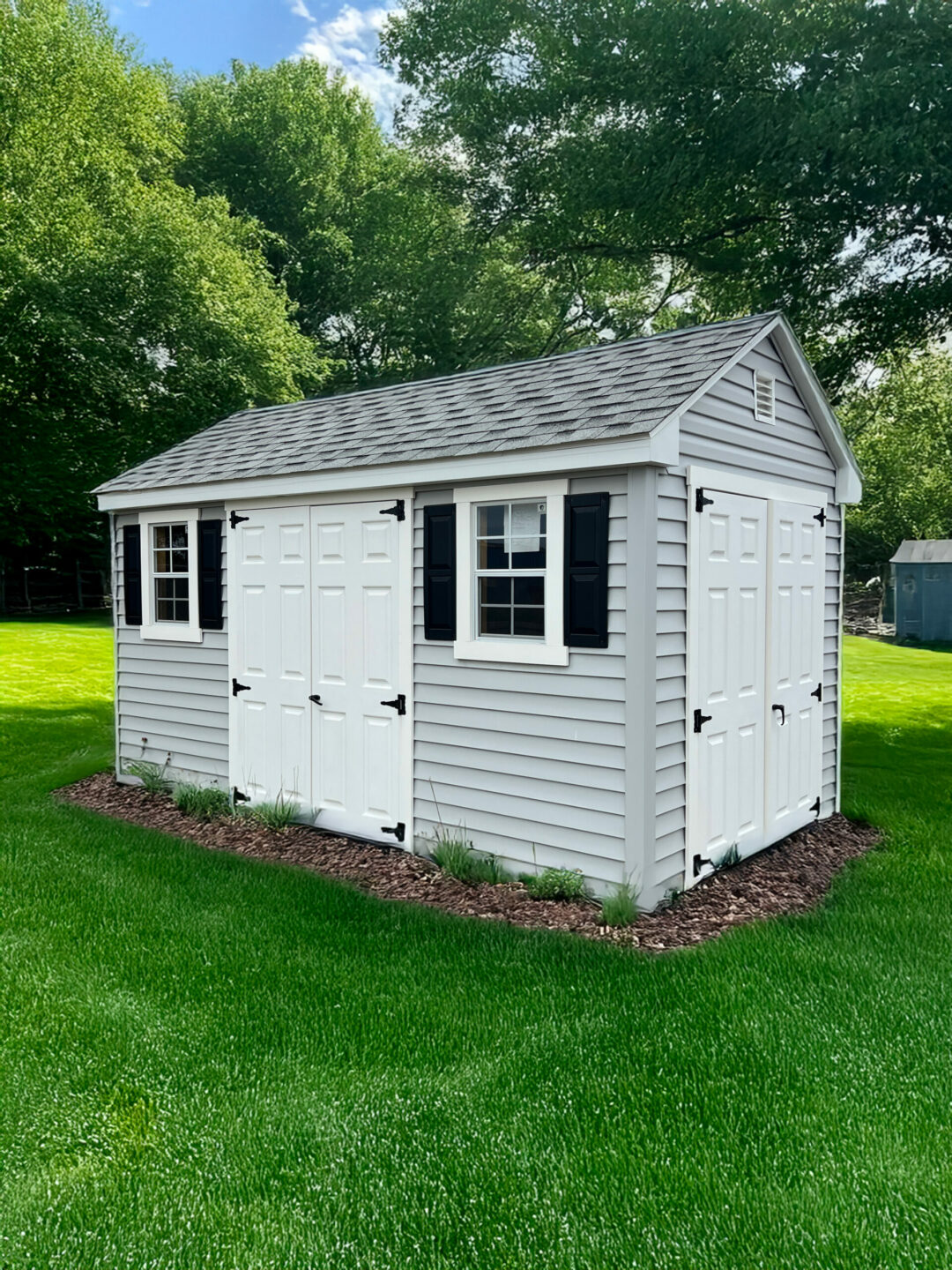Light gray with black shutters